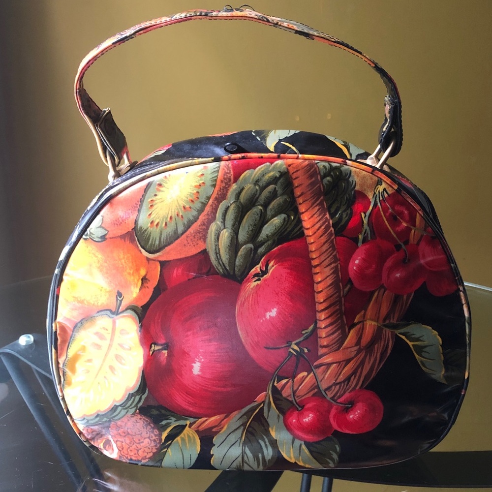 70’s Vintage Italian oilcloth vinyl handbag bag purse